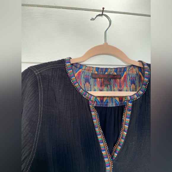 Black Anthropologie blouse with embroidered detailing. Size small. - Picture 2 of 6